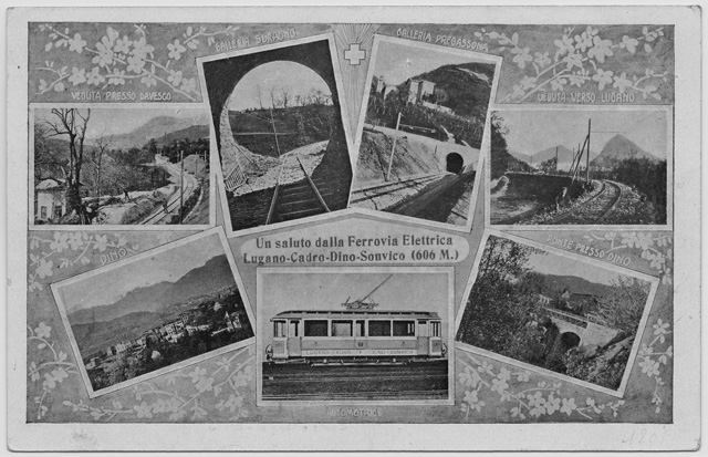 Cartolina ricordo della ferrovia Cadro Dino