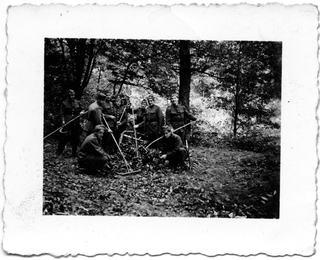 Soldati che raccolgono foglie