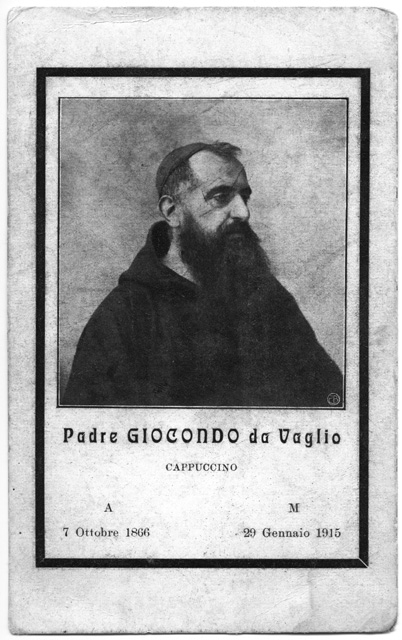 Biglietto commemorativo di Padre Giocondo da Vaglio